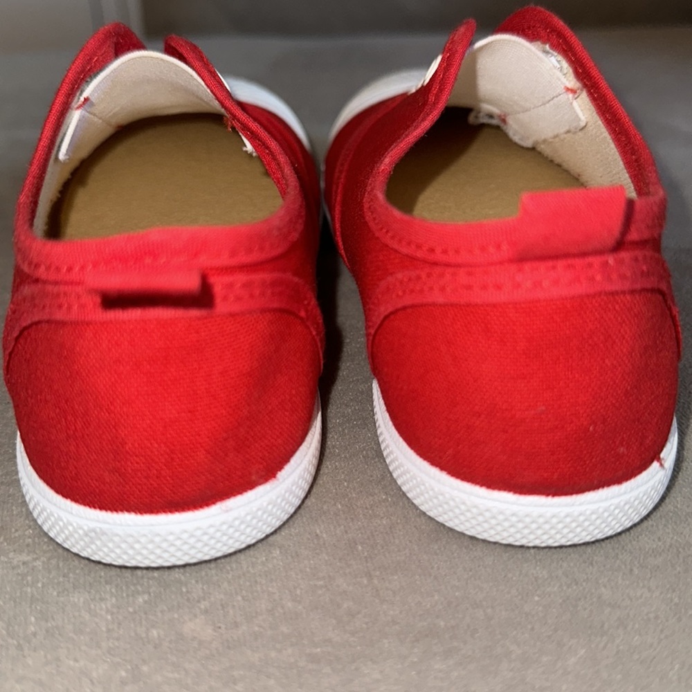 Toddler Girl Red Canvas Slip-on Trainers by KIKU - Boutique Kids Sneakers - Picture 11 of 15